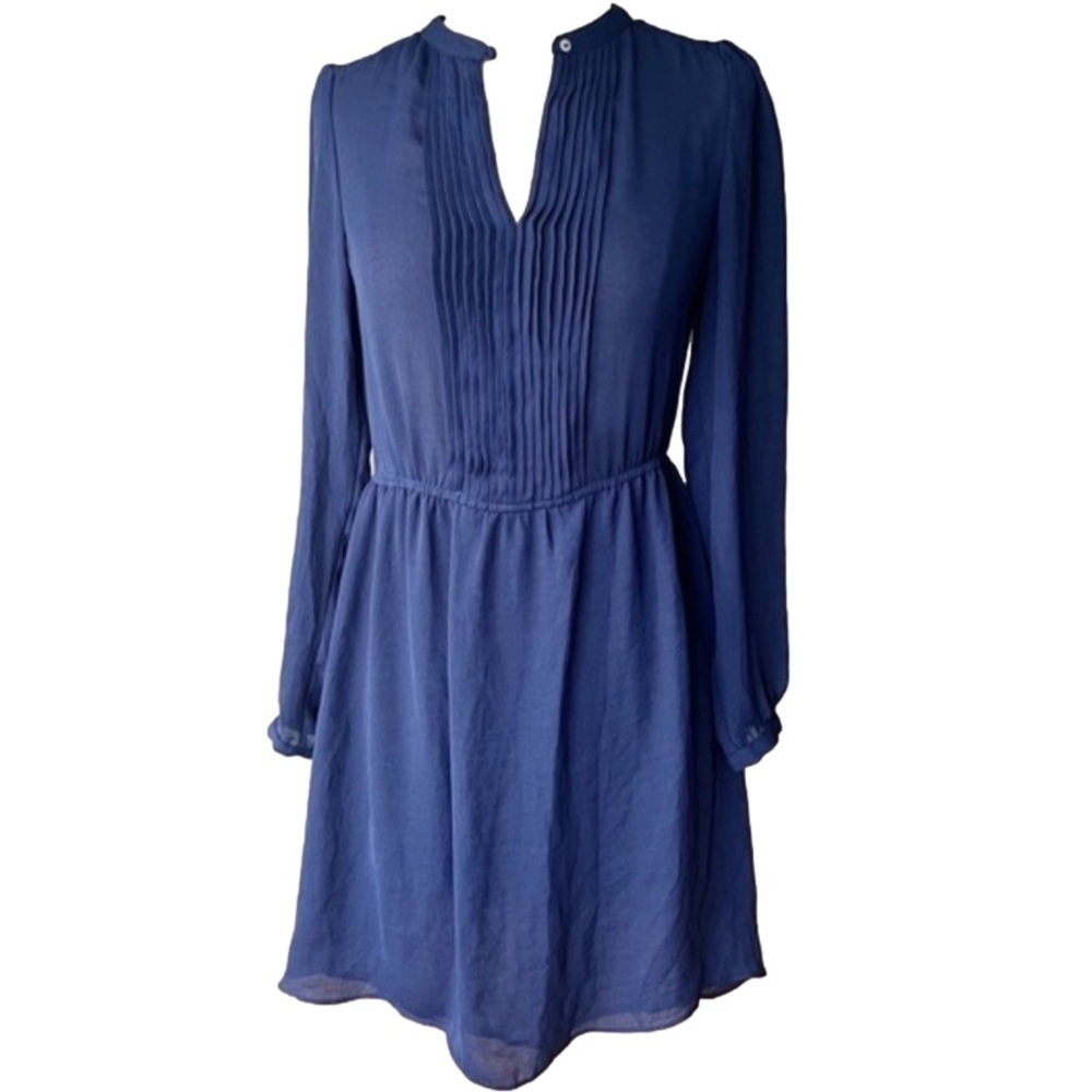 Navy Zara Basics Chiffon Dress Size M